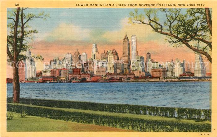 New Orleans Louisiana Lower Manhattan as seen from Governor's Island Litho