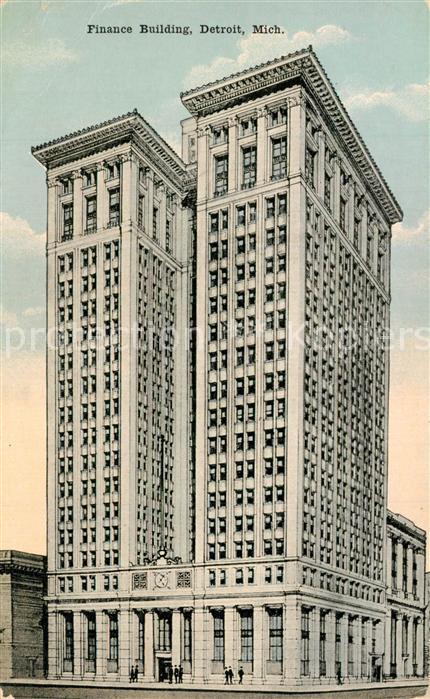 Detroit Michigan Finance Building Illustration