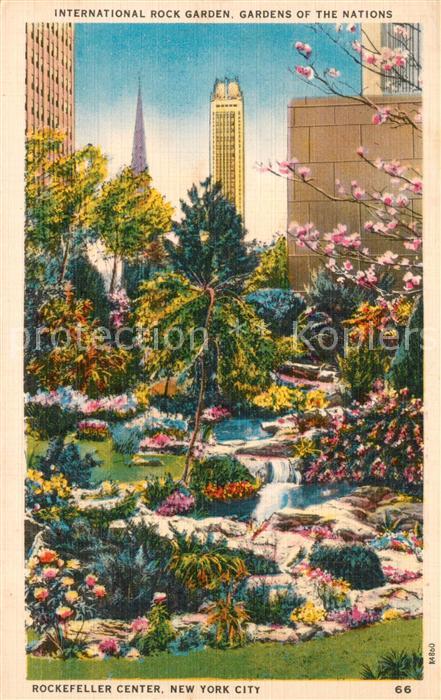 New York City Rockefeller Center Garden Illustration