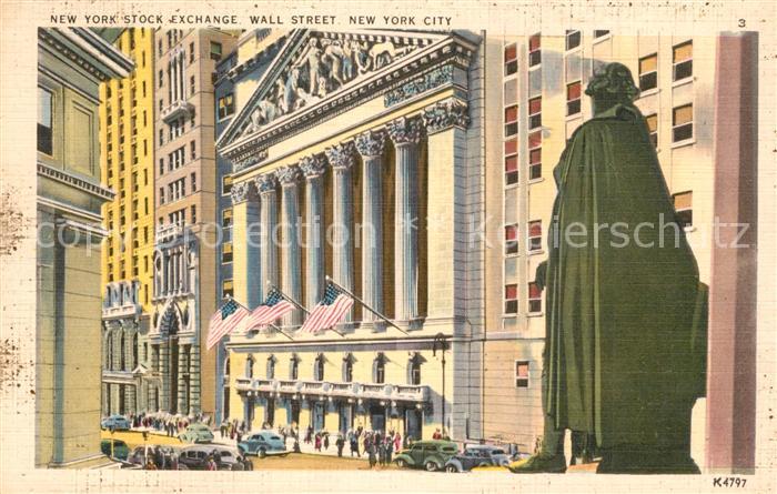 New York City Stock Exchange Wall Street Monument Statue Illustration