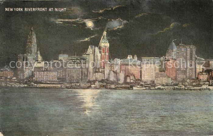 New York City Riverfront at night Illustration
