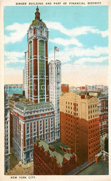 New York City Singer Building and part of Financial District