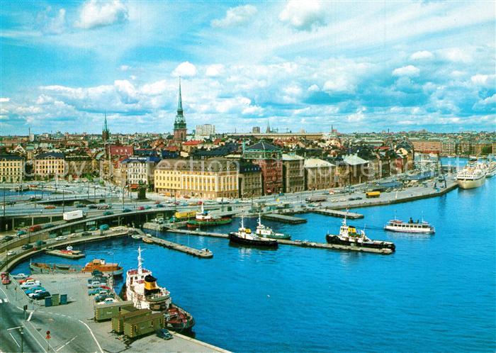 Stockholm Utsikt oever Skeppsbron Fliegeraufnahme