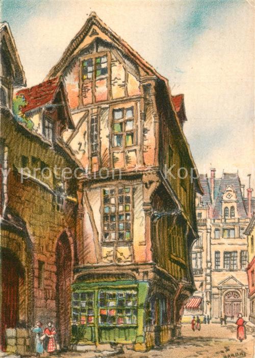 Rouen Rue Saint Romain Peinture Kuenstlerkarte