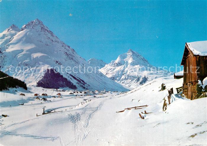 Galtuer Tirol Winterlandschaft Paznauntal mit Ballunspitze Gorfenspitze Silvrett