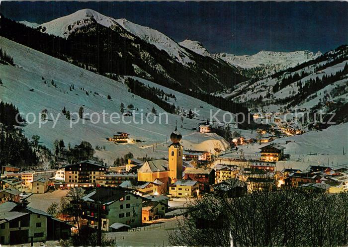 Saalbach-Hinterglemm Panorama Skidorf Allgaeuer Alpen Nachtaufnahme