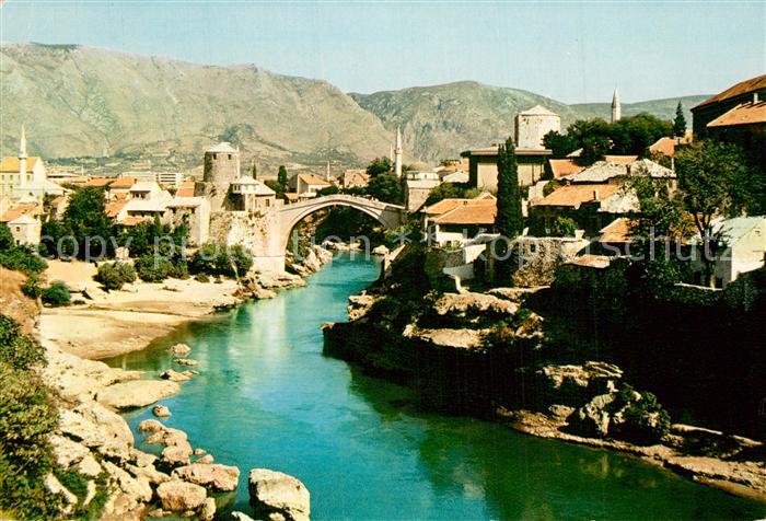 Mostar Moctap Panorama Bruecke ueber die Neretva
