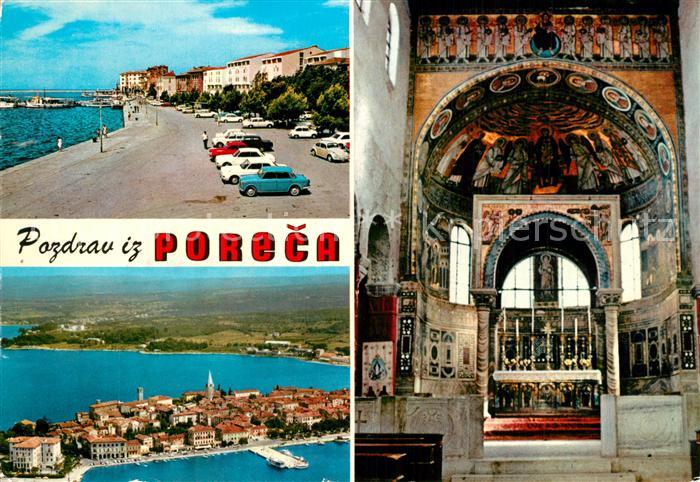 Porec Hafen Uferstrasse Inneres der Kirche Altstadt Fliegeraufnahme