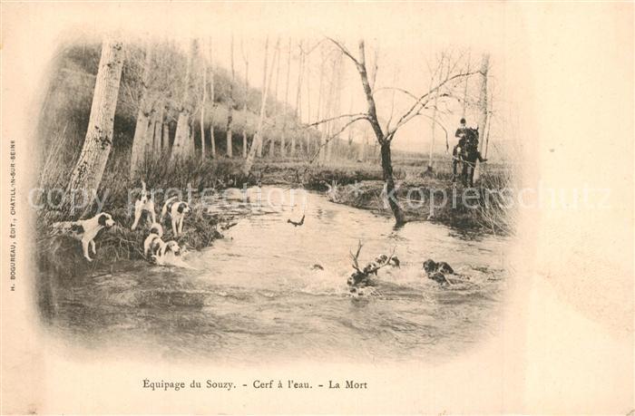 Jagd Equipage du Souzy Cerf a l'eau Mort