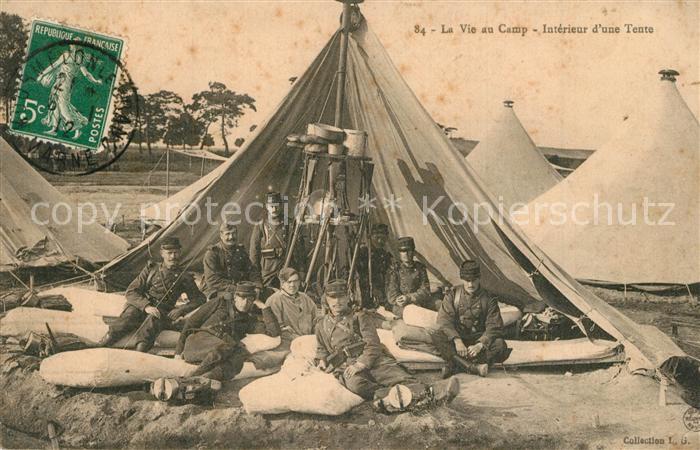 Militaria Frankreich Vie au Camp Tente