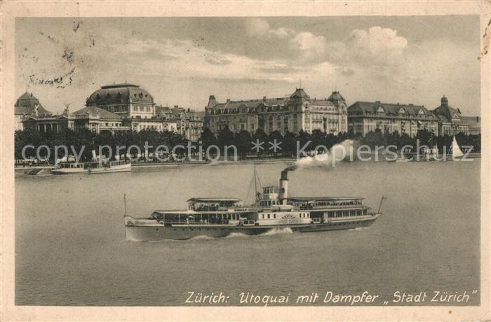Dampfer Seitenrad Stadt Z?rich Utoquai
