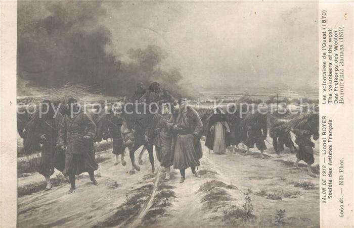 Kuenstlerkarte Lionel Royer Les volontaires de l'Ouest