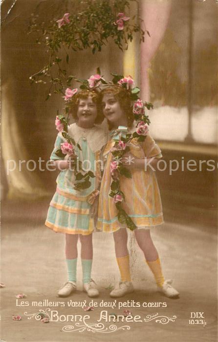 Foto DIX Paris Nr. 1033/1 Neujahr M?dchen Rosen