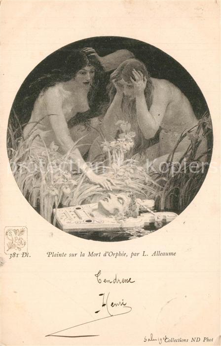 Kuenstlerkarte L. Alleaume Plainte sur la Mort d Orphee