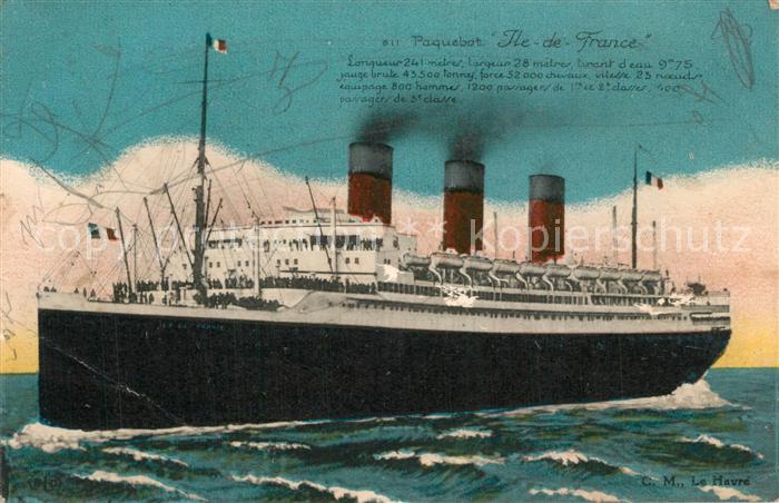 Dampfer Oceanliner Paquebot Ile de France