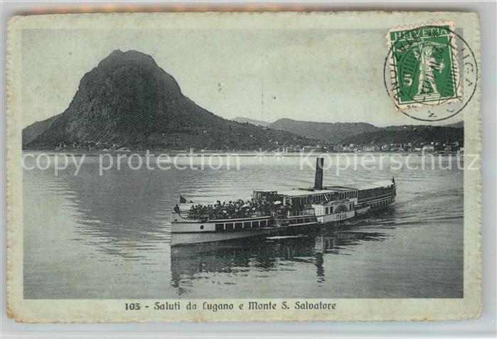 Dampfer Seitenrad Italia Lugano Monte San Salvatore