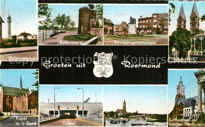 Roermond Televisietoren Rattentoren Bevrijdingsmonument Munsterkerk Kapel in 't