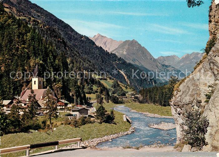 Huben Osttirol Ortsansicht mit Kirche Landschaftspanorama Fluss Isel Alpen