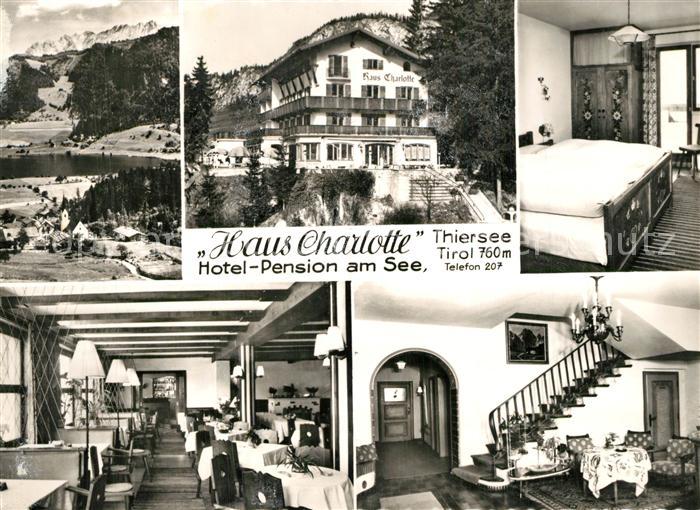 Thiersee Hotel Pension Haus Charlotte Restaurant Foyer Landschaftspanorama Alpen