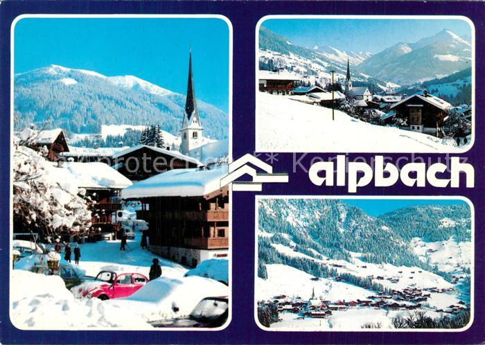 Alpbach Hotel Alphof Ortsmotiv mit Kirche Winterlandschaft Alpenpanorama