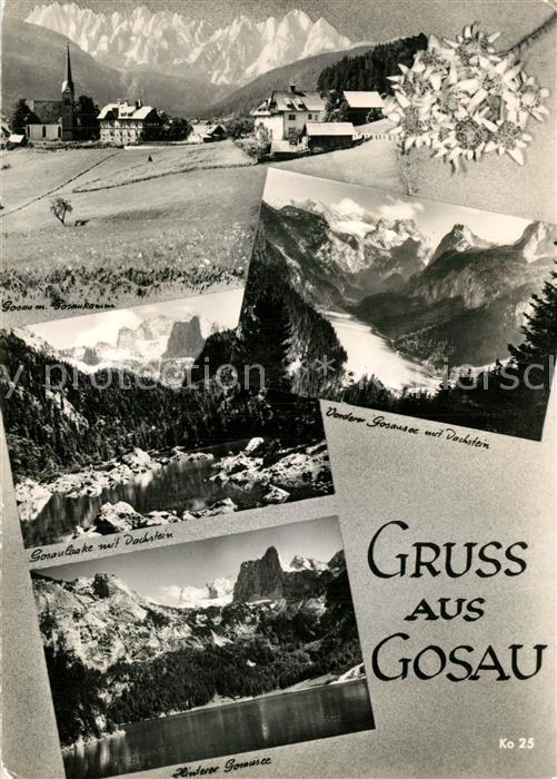 Gosau Oberoesterreich Ortsansicht mit Kirche Edelweiss Gosaulaake mit Dachstein