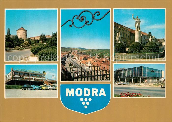 Modra Stadtmauer Turm Denkmal Kaufhaus Restaurant Panorama