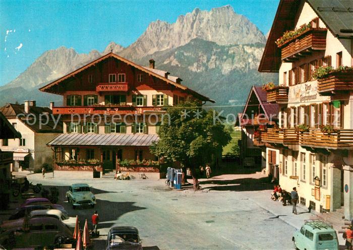 St Johann Tirol Ortsmotiv mit Wildem Kaiser Kaisergebirge