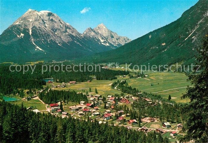 Weidach Leutasch Panorama Blick gegen Hohe Munde und Hochwand