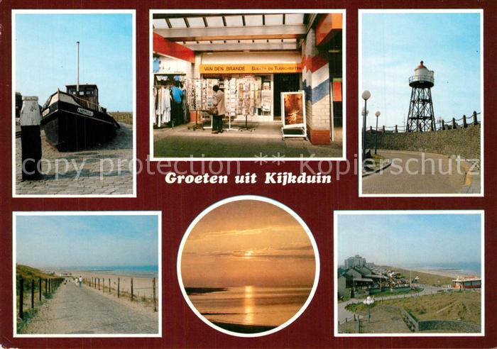 Kijkduin Den Haag La Haye NL Fischkutter Strand Promenade Sonnenuntergang Leucht