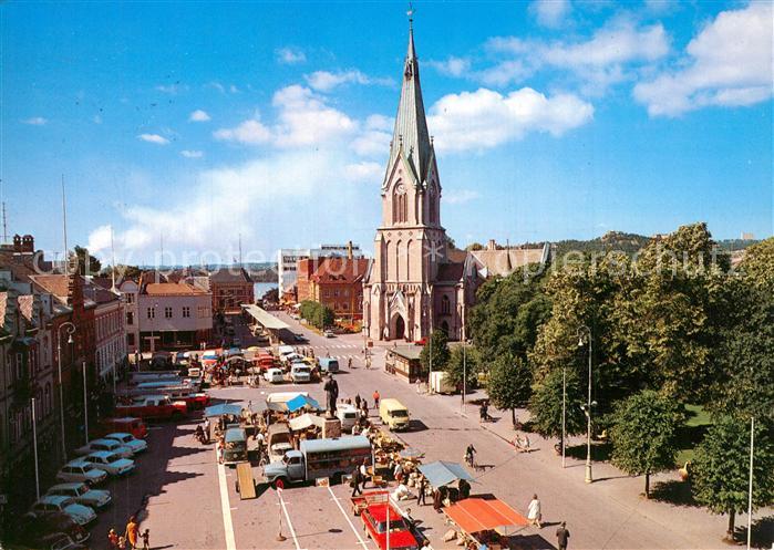Kristiansand Torget med domkirken Marktplatz Kathedrale