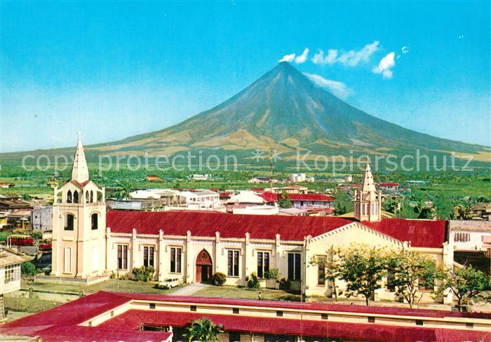 Legaspi City Church and Mayon Volcano