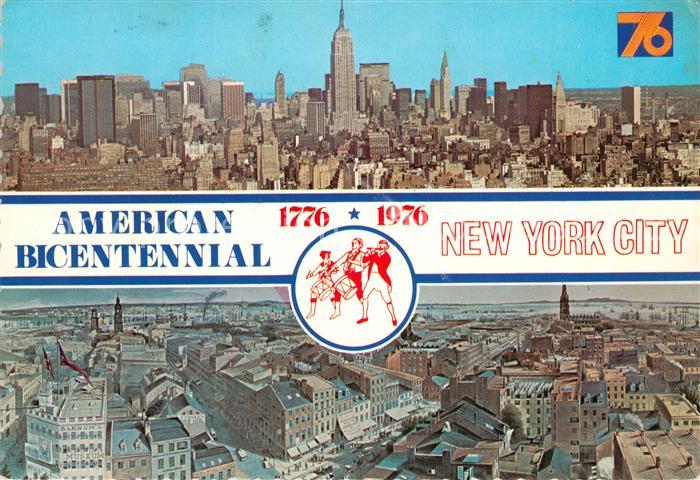 New York City Panorama Downtown Empire State bottom hand-coloured picture by Hen