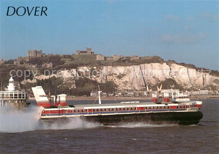 Dover Kent UK Hovercraft passing Dover Castle