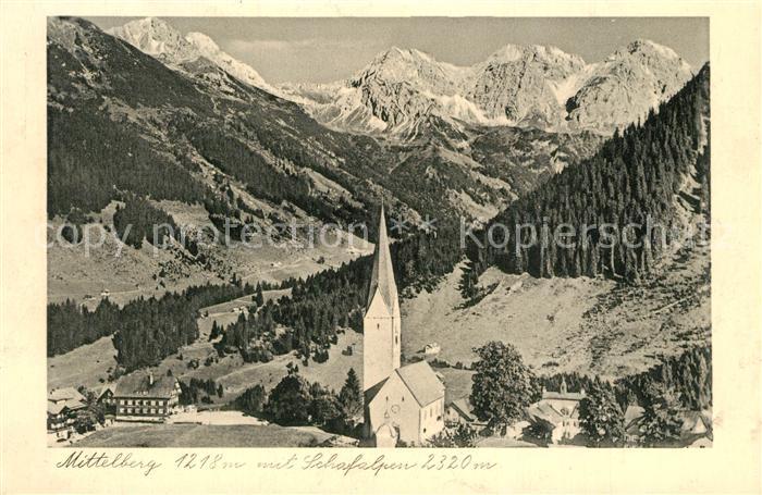 Mittelberg Kleinwalsertal Panorama mit Blick zu den Schafalpen