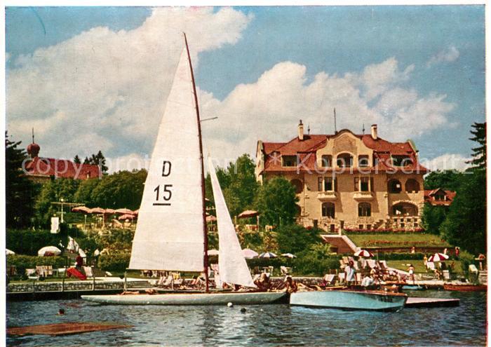 Velden Woerthersee Hotel Hubertushof am See Strandpromenade Badesteg Segelboot