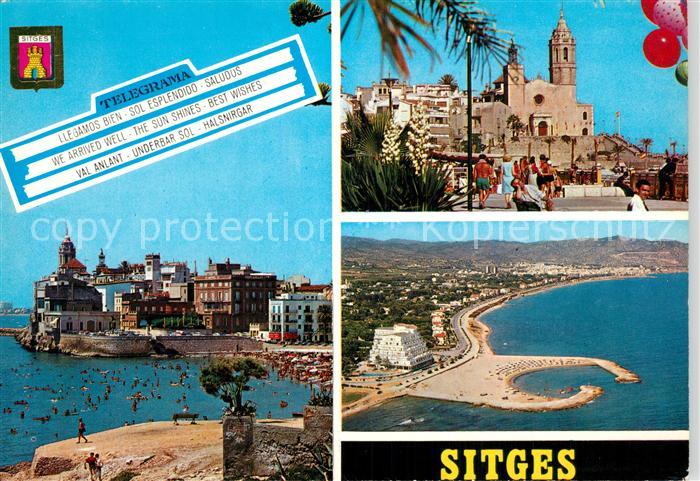 Sitges Playa de Oro Playa de San Sebastián Paseo e Iglesia vista aérea