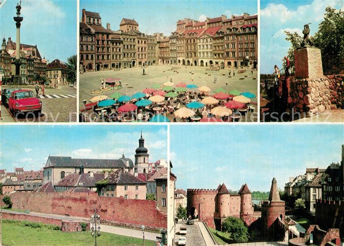 Warszawa Schlossplatz Altstaedter Ring Denkmal Meerjungfrau Stadtmauer Barbican
