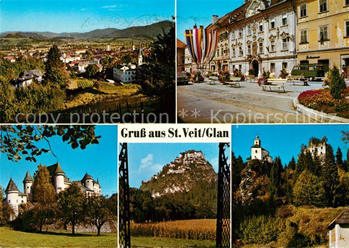 St Veit Glan Stadtpanorama Hauptplatz Rathaus Schloss Frauenstein Burg Hochoster