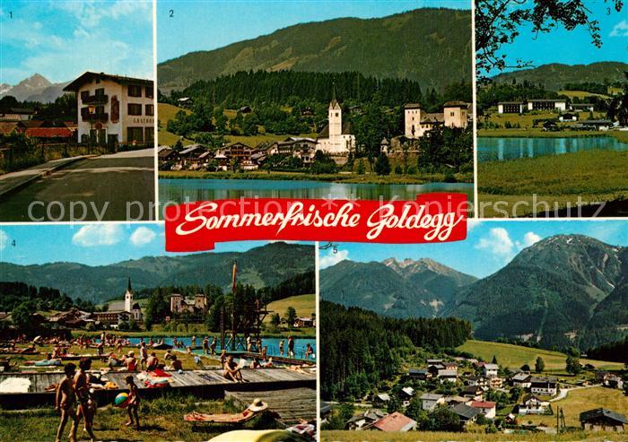 Goldegg Gasthof Kirche Schloss Erholungsheim Schwimmbad Vorstadt Alpenpanorama