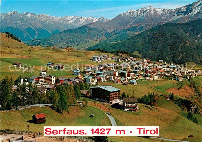 Serfaus Tirol Gesamtansicht mit Alpenpanorama