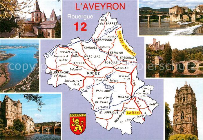 L Aveyron Region Carte de la région Rodez Conques Basili