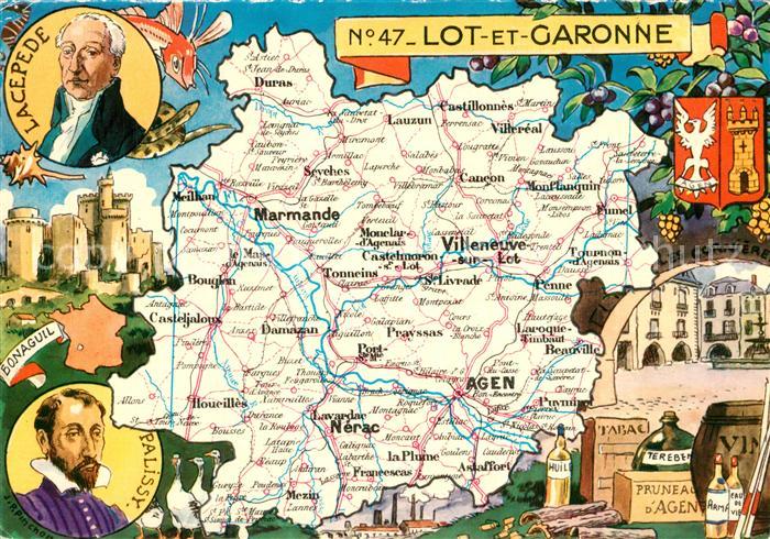 Lot-et-Garonne Departement Carte de la région Parties de la Guyenne et de la Gas