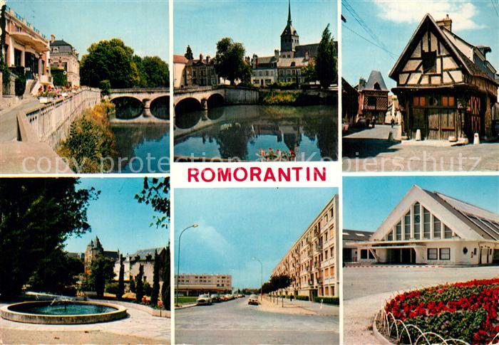 Romorantin-Lanthenay La poste et le pont sur la Sauldre Maisons anciennes le Car