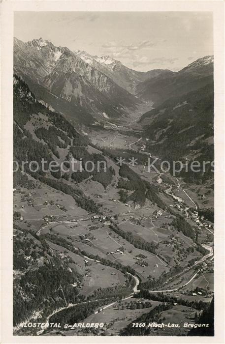 Bregenz Vorarlberg Fliegeraufnahme Klostertal gegen Arlberg