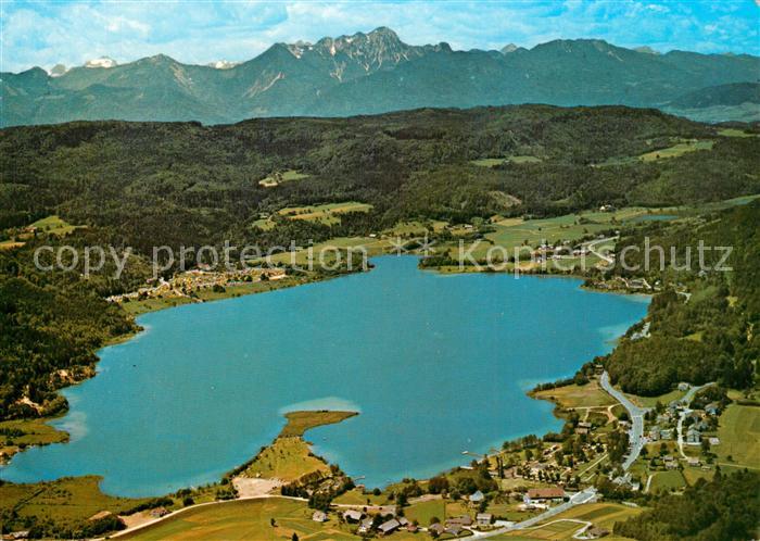 Keutschach See Fliegeraufnahme See mit Mittagskogel Camping