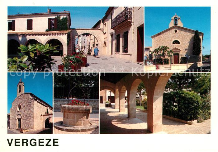 Vergeze Rue piétonne Temple Eglise vieux puits