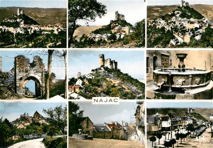 Najac Chateau Entrée du Château Fontaine Mono