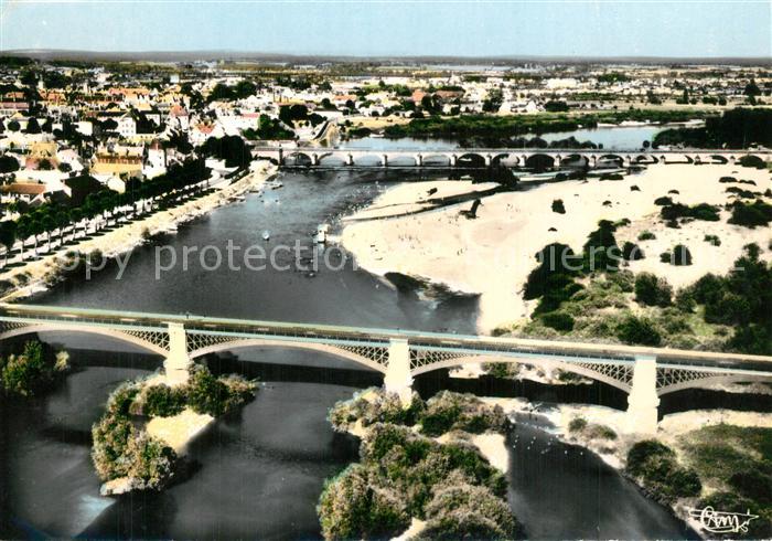 Nevers 58 La Loire Pont du chemin de fer et Pont de Loire vue aérienne