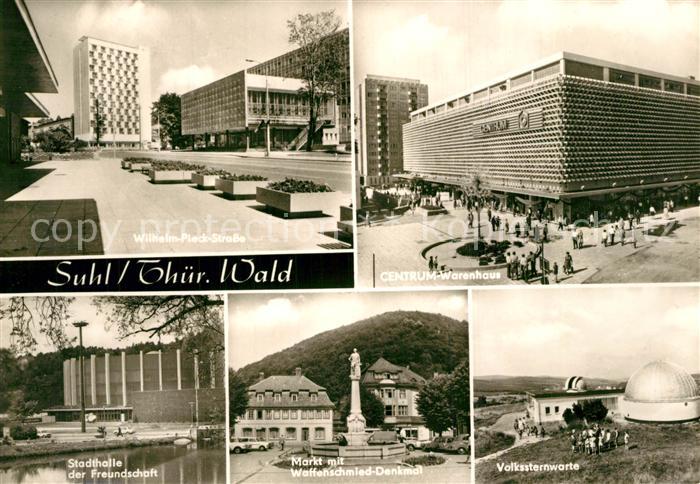 Suhl Thueringer Wald Wilhelm Pieck Strasse Centrum Warenhaus Stadthalle der Freu