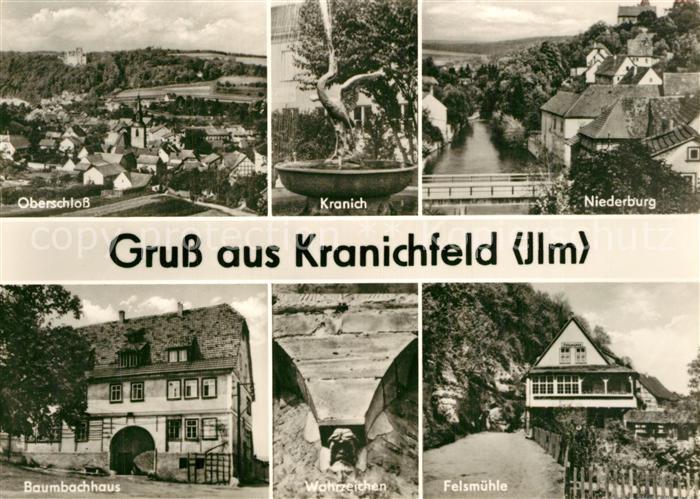 Kranichfeld Oberschloss Kranich Brunnen Niederburg Baumbachhaus Wahrzeichen Fels